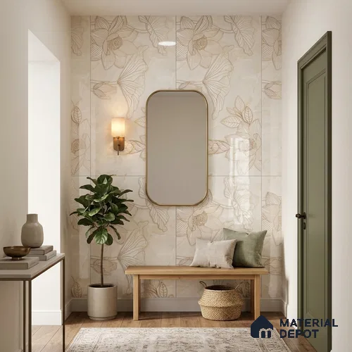 Floral Wall Tile TL 12295 Parker Decore 4 ft x 2 ft Pearl Carving Finish Vitrified Tile - 9 mm | 4 Random Designs | Suitable for Bathroom, Accent/Feature Wall, Dining Area