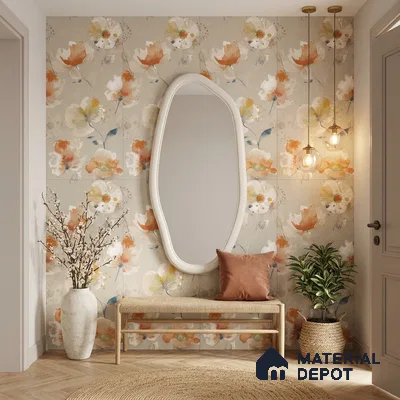 Floral Wall Tile TL 12241 Oriana Waterpaint Decore 4 ft x 2 ft Double Digital Finish Vitrified Tile - 9 mm | 2 Random Designs | Suitable for Bathroom, Accent/Feature Wall, Dining Area