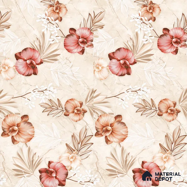 Floral Wall Tile TL 12464 B  4 ft x 2 ft Vitrified Glossy Finish Tile - 9 mm | Suitable for Bathroom, Accent/Feature Wall, Dining Area