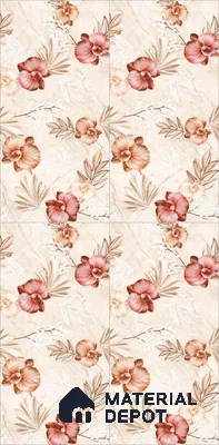 Floral Wall Tile TL 12464 B  4 ft x 2 ft Vitrified Glossy Finish Tile - 9 mm | Suitable for Bathroom, Accent/Feature Wall, Dining Area