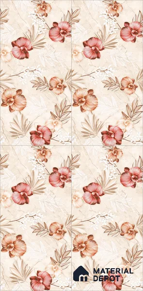 Floral Wall Tile TL 12464 B  4 ft x 2 ft Vitrified Glossy Finish Tile - 9 mm | Suitable for Bathroom, Accent/Feature Wall, Dining Area