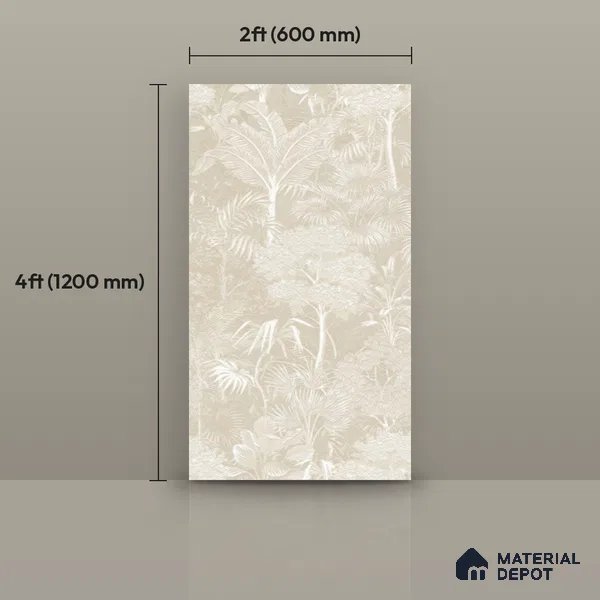 Tropical Wall Tile TL 12239 Oriana Farmland Decore 4 ft x 2 ft Shapecer Mist Finish Vitrified Tile - 9 mm | Suitable for Bathroom, Accent/Feature Wall, Foyer