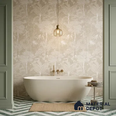 Tropical Wall Tile TL 12239 Oriana Farmland Decore 4 ft x 2 ft Shapecer Mist Finish Vitrified Tile - 9 mm | Suitable for Bathroom, Accent/Feature Wall, Foyer
