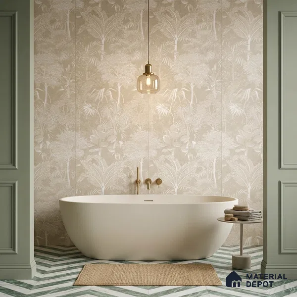 Tropical Wall Tile TL 12239 Oriana Farmland Decore 4 ft x 2 ft Shapecer Mist Finish Vitrified Tile - 9 mm | Suitable for Bathroom, Accent/Feature Wall, Foyer