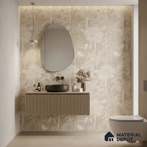 Tropical Wall Tile TL 12239 Oriana Farmland Decore 4 ft x 2 ft Shapecer Mist Finish Vitrified Tile - 9 mm | Suitable for Bathroom, Accent/Feature Wall, Foyer