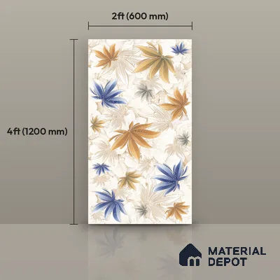Floral Wall Tile TL 12272 Artfino Flower 4 ft x 2 ft Sugar + (Glossy Granula/Glue) Finish Vitrified Tile - 9 mm | Suitable for Bathroom, Accent/Feature Wall, Dining Area