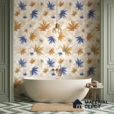 Floral Wall Tile TL 12272 Artfino Flower 4 ft x 2 ft Sugar + (Glossy Granula/Glue) Finish Vitrified Tile - 9 mm | Suitable for Bathroom, Accent/Feature Wall, Dining Area