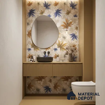 Floral Wall Tile TL 12272 Artfino Flower 4 ft x 2 ft Sugar + (Glossy Granula/Glue) Finish Vitrified Tile - 9 mm | Suitable for Bathroom, Accent/Feature Wall, Dining Area