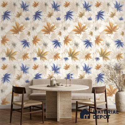 Floral Wall Tile TL 12272 Artfino Flower 4 ft x 2 ft Sugar + (Glossy Granula/Glue) Finish Vitrified Tile - 9 mm | Suitable for Bathroom, Accent/Feature Wall, Dining Area