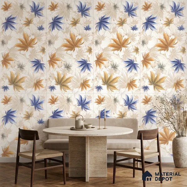 Floral Wall Tile TL 12272 Artfino Flower 4 ft x 2 ft Sugar + (Glossy Granula/Glue) Finish Vitrified Tile - 9 mm | Suitable for Bathroom, Accent/Feature Wall, Dining Area