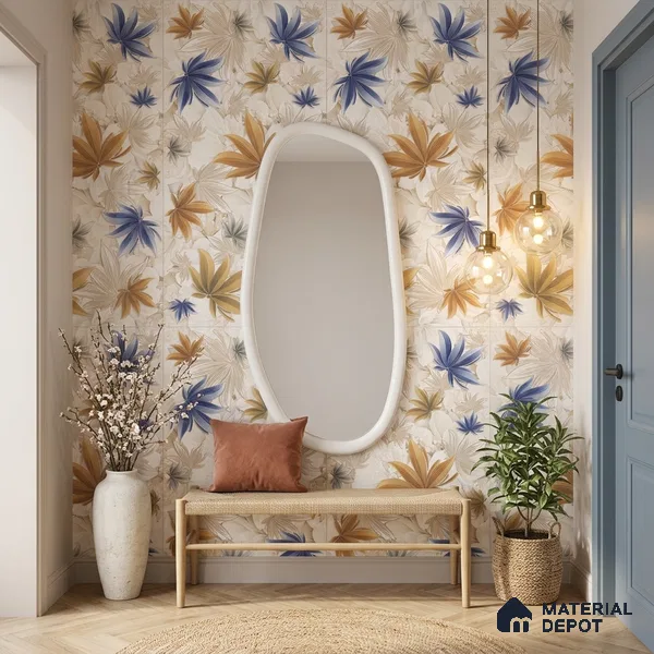 Floral Wall Tile TL 12272 Artfino Flower 4 ft x 2 ft Sugar + (Glossy Granula/Glue) Finish Vitrified Tile - 9 mm | Suitable for Bathroom, Accent/Feature Wall, Dining Area