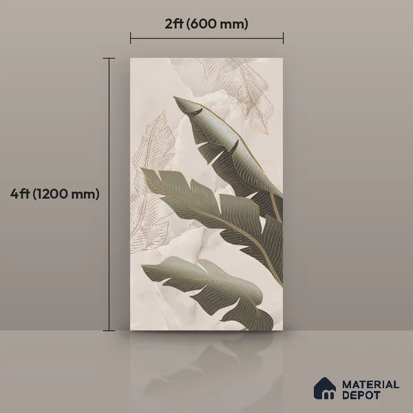 Tropical Wall Tile TL 12265 B Eros Onyx Brown Decore 4 ft x 2 ft Carving Matte Finish Vitrified Tile - 9 mm | 3 Random Designs | Suitable for Bathroom, Accent/Feature Wall, Foyer