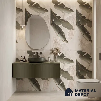Tropical Wall Tile TL 12265 B Eros Onyx Brown Decore 4 ft x 2 ft Carving Matte Finish Vitrified Tile - 9 mm | 3 Random Designs | Suitable for Bathroom, Accent/Feature Wall, Foyer