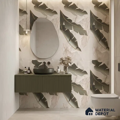 Tropical Wall Tile TL 12265 B Eros Onyx Brown Decore 4 ft x 2 ft Carving Matte Finish Vitrified Tile - 9 mm | 3 Random Designs | Suitable for Bathroom, Accent/Feature Wall, Foyer