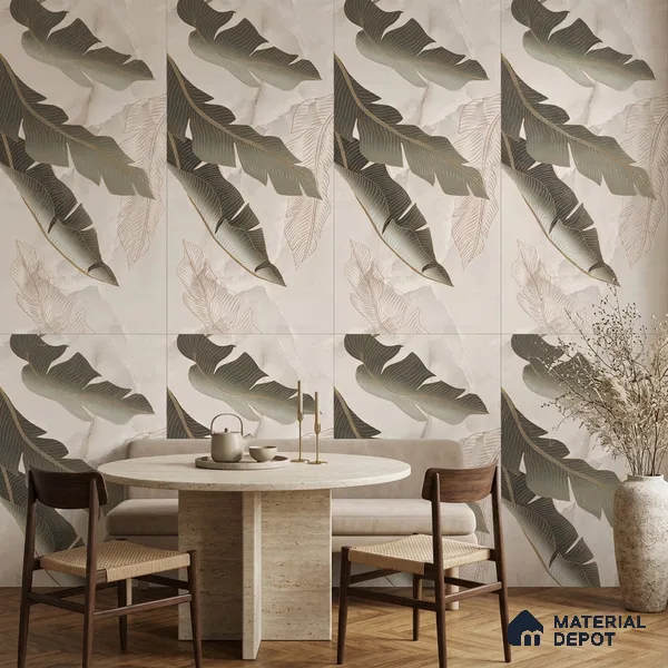Tropical Wall Tile TL 12265 B Eros Onyx Brown Decore 4 ft x 2 ft Carving Matte Finish Vitrified Tile - 9 mm | 3 Random Designs | Suitable for Bathroom, Accent/Feature Wall, Foyer