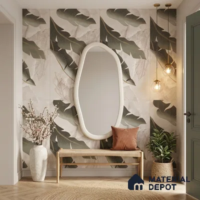 Tropical Wall Tile TL 12265 B Eros Onyx Brown Decore 4 ft x 2 ft Carving Matte Finish Vitrified Tile - 9 mm | 3 Random Designs | Suitable for Bathroom, Accent/Feature Wall, Foyer