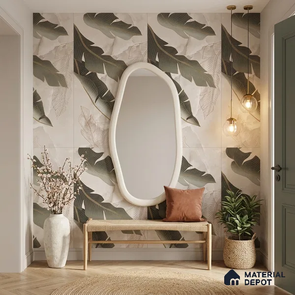 Tropical Wall Tile TL 12265 B Eros Onyx Brown Decore 4 ft x 2 ft Carving Matte Finish Vitrified Tile - 9 mm | 3 Random Designs | Suitable for Bathroom, Accent/Feature Wall, Foyer