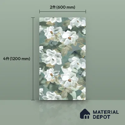 Floral Wall Tile TL 12260 Perky Decore 4 ft x 2 ft Mattcer Glid Carving Matte Finish Vitrified Tile - 9 mm | Suitable for Bathroom, Accent/Feature Wall, Dining Area