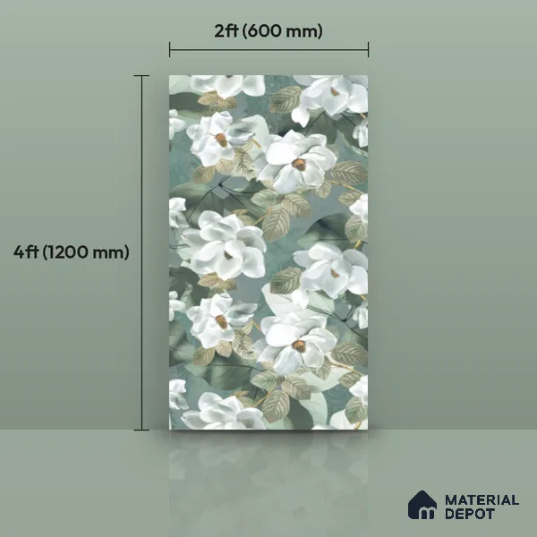 Floral Wall Tile TL 12260 Perky Decore 4 ft x 2 ft Mattcer Glid Carving Matte Finish Vitrified Tile - 9 mm | Suitable for Bathroom, Accent/Feature Wall, Dining Area
