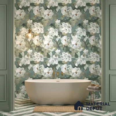 Floral Wall Tile TL 12260 Perky Decore 4 ft x 2 ft Mattcer Glid Carving Matte Finish Vitrified Tile - 9 mm | Suitable for Bathroom, Accent/Feature Wall, Dining Area