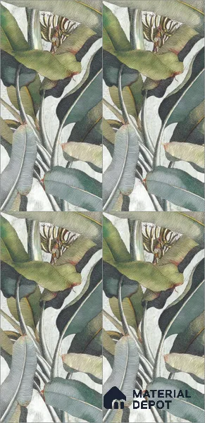 Tropical Wall Tile TL 12238 Jasmin Leaflet Decore 4 ft x 2 ft Double Digital Finish Vitrified Tile - 9 mm | 3 Random Designs | Suitable for Bathroom, Accent/Feature Wall, Foyer
