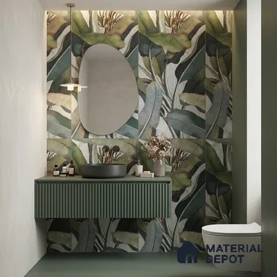 Tropical Wall Tile TL 12238 Jasmin Leaflet Decore 4 ft x 2 ft Double Digital Finish Vitrified Tile - 9 mm | 3 Random Designs | Suitable for Bathroom, Accent/Feature Wall, Foyer