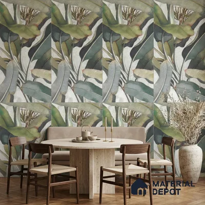 Tropical Wall Tile TL 12238 Jasmin Leaflet Decore 4 ft x 2 ft Double Digital Finish Vitrified Tile - 9 mm | 3 Random Designs | Suitable for Bathroom, Accent/Feature Wall, Foyer