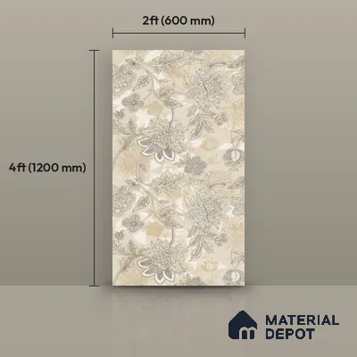 Floral Wall Tile TL 12259 Pavit Decore 4 ft x 2 ft Mattcer Glid Carving Matte Finish Vitrified Tile - 9 mm | Suitable for Bathroom, Accent/Feature Wall, Dining Area
