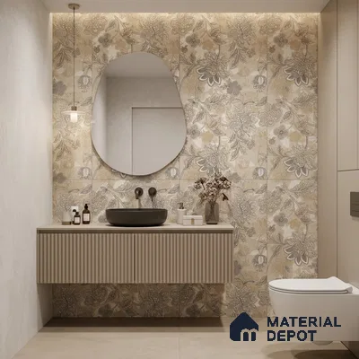Floral Wall Tile TL 12259 Pavit Decore 4 ft x 2 ft Mattcer Glid Carving Matte Finish Vitrified Tile - 9 mm | Suitable for Bathroom, Accent/Feature Wall, Dining Area