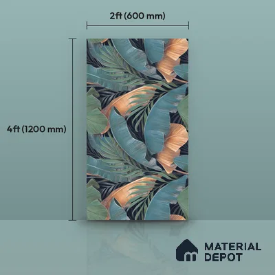 Tropical Wall Tile TL 12006 Botanical Decor-1 4 ft x 2 ft Carving Matte Finish Vitrified Tile - 9 mm | Suitable for Bathroom, Accent/Feature Wall, Dining Area