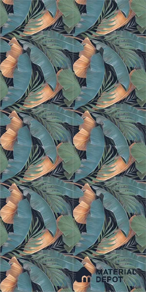 Tropical Wall Tile TL 12006 Botanical Decor-1 4 ft x 2 ft Carving Matte Finish Vitrified Tile - 9 mm | Suitable for Bathroom, Accent/Feature Wall, Dining Area