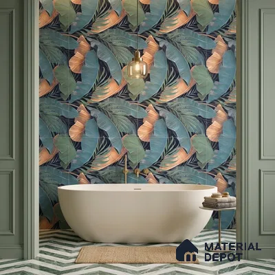 Tropical Wall Tile TL 12006 Botanical Decor-1 4 ft x 2 ft Carving Matte Finish Vitrified Tile - 9 mm | Suitable for Bathroom, Accent/Feature Wall, Dining Area