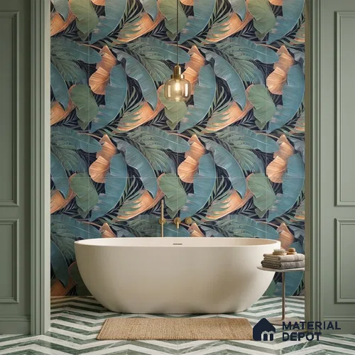Tropical Wall Tile TL 12006 Botanical Decor-1 4 ft x 2 ft Carving Matte Finish Vitrified Tile - 9 mm | Suitable for Bathroom, Accent/Feature Wall, Dining Area