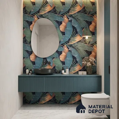 Tropical Wall Tile TL 12006 Botanical Decor-1 4 ft x 2 ft Carving Matte Finish Vitrified Tile - 9 mm | Suitable for Bathroom, Accent/Feature Wall, Dining Area