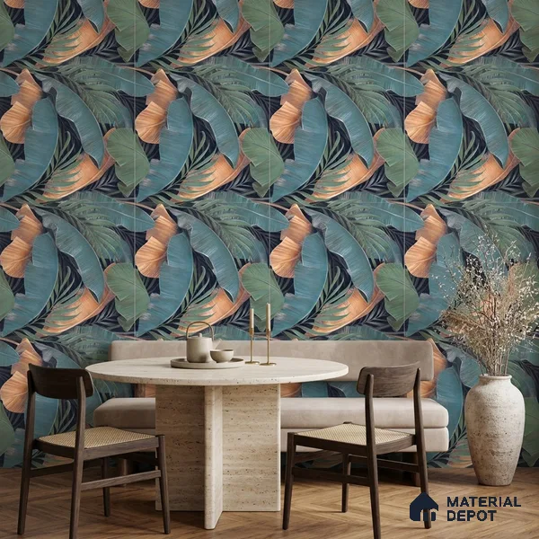 Tropical Wall Tile TL 12006 Botanical Decor-1 4 ft x 2 ft Carving Matte Finish Vitrified Tile - 9 mm | Suitable for Bathroom, Accent/Feature Wall, Dining Area