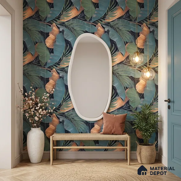 Tropical Wall Tile TL 12006 Botanical Decor-1 4 ft x 2 ft Carving Matte Finish Vitrified Tile - 9 mm | Suitable for Bathroom, Accent/Feature Wall, Dining Area