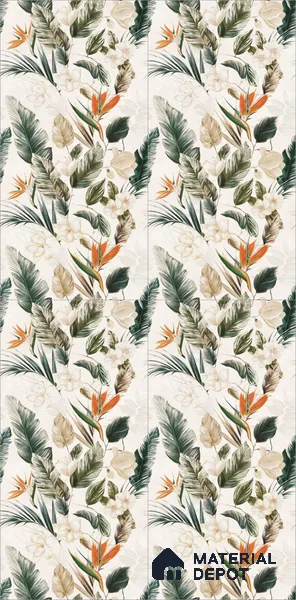 Floral Wall Tile TL 12006 B Botanical Decor-4 4 ft x 2 ft Carving Matte Finish Vitrified Tile - 9 mm | Suitable for Bathroom, Accent/Feature Wall, Dining Area