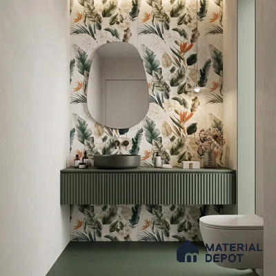 Floral Wall Tile TL 12006 B Botanical Decor-4 4 ft x 2 ft Carving Matte Finish Vitrified Tile - 9 mm | Suitable for Bathroom, Accent/Feature Wall, Dining Area