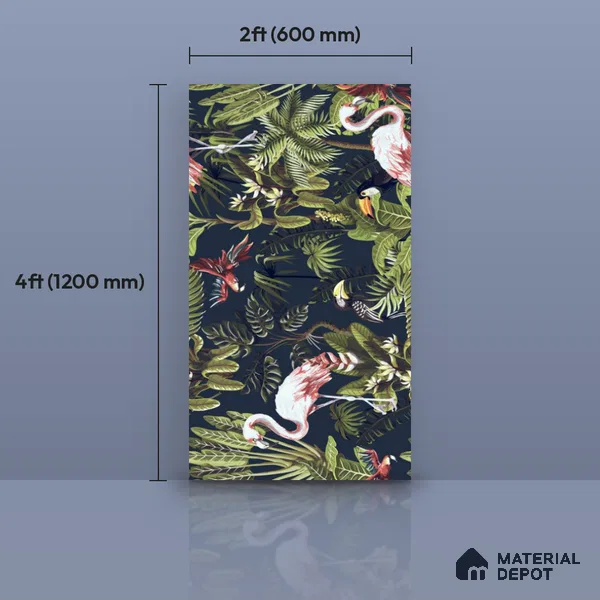 Tropical Wall Tile TL 12006 C Botanical Decor-5 4 ft x 2 ft Carving Matte Finish Vitrified Tile - 9 mm | Suitable for Bathroom, Accent/Feature Wall, Dining Area