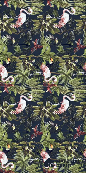 Tropical Wall Tile TL 12006 C Botanical Decor-5 4 ft x 2 ft Carving Matte Finish Vitrified Tile - 9 mm | Suitable for Bathroom, Accent/Feature Wall, Dining Area