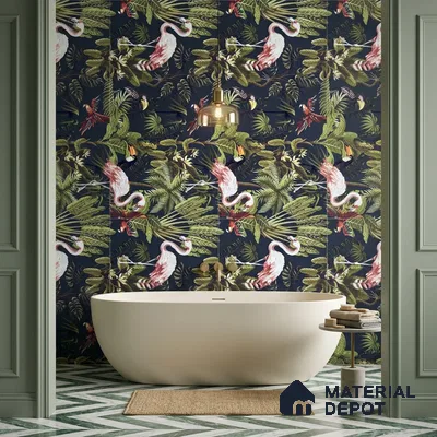 Tropical Wall Tile TL 12006 C Botanical Decor-5 4 ft x 2 ft Carving Matte Finish Vitrified Tile - 9 mm | Suitable for Bathroom, Accent/Feature Wall, Dining Area