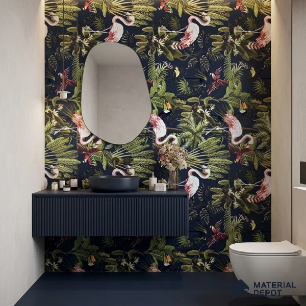 Tropical Wall Tile TL 12006 C Botanical Decor-5 4 ft x 2 ft Carving Matte Finish Vitrified Tile - 9 mm | Suitable for Bathroom, Accent/Feature Wall, Dining Area