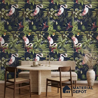 Tropical Wall Tile TL 12006 C Botanical Decor-5 4 ft x 2 ft Carving Matte Finish Vitrified Tile - 9 mm | Suitable for Bathroom, Accent/Feature Wall, Dining Area