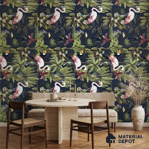 Tropical Wall Tile TL 12006 C Botanical Decor-5 4 ft x 2 ft Carving Matte Finish Vitrified Tile - 9 mm | Suitable for Bathroom, Accent/Feature Wall, Dining Area