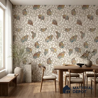 Floral Wall Tile TL 12237 Fallon Leaves Decore 4 ft x 2 ft Shapecer Mist Finish Vitrified Tile - 9 mm | Suitable for Bathroom, Accent/Feature Wall, Dining Area