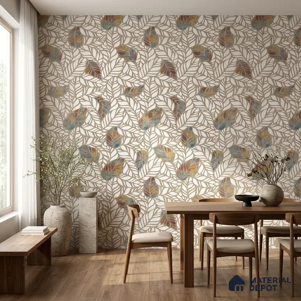 Floral Wall Tile TL 12237 Fallon Leaves Decore 4 ft x 2 ft Shapecer Mist Finish Vitrified Tile - 9 mm | Suitable for Bathroom, Accent/Feature Wall, Dining Area