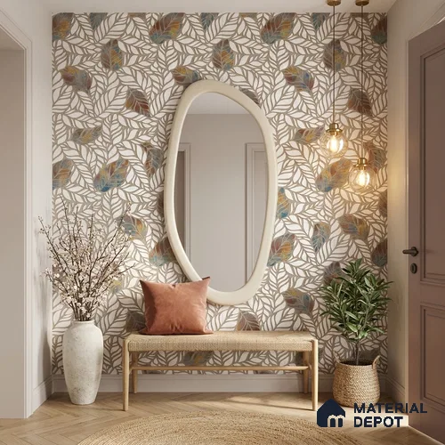 Floral Wall Tile TL 12237 Fallon Leaves Decore 4 ft x 2 ft Shapecer Mist Finish Vitrified Tile - 9 mm | Suitable for Bathroom, Accent/Feature Wall, Dining Area