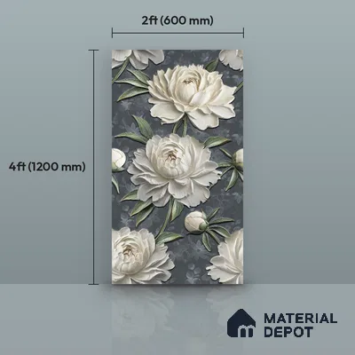 Floral Wall Tile TL 12237 C Fallon Rose Decore 4 ft x 2 ft Double Digital Finish Vitrified Tile - 9 mm | 2 Random Designs | Suitable for Bathroom, Accent/Feature Wall, Dining Area