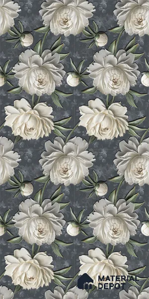 Floral Wall Tile TL 12237 C Fallon Rose Decore 4 ft x 2 ft Double Digital Finish Vitrified Tile - 9 mm | 2 Random Designs | Suitable for Bathroom, Accent/Feature Wall, Dining Area