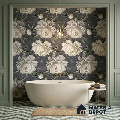 Floral Wall Tile TL 12237 C Fallon Rose Decore 4 ft x 2 ft Double Digital Finish Vitrified Tile - 9 mm | 2 Random Designs | Suitable for Bathroom, Accent/Feature Wall, Dining Area